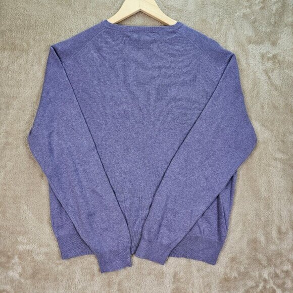 Polo by Ralph Lauren Sweater 100% Pima Cotton V Neck Purple Long Sleeve Size L - Picture 2 of 11